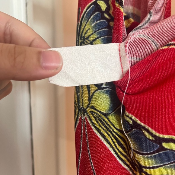 Vtg red maxi dress with butterfly - Picture 4 of 5